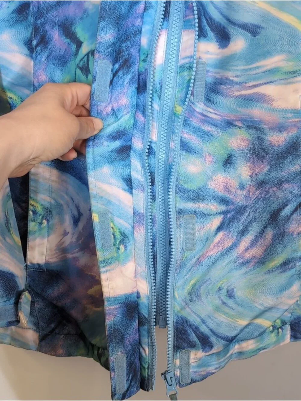 The Childrens Place Girls Winter Jacket Watercolor Swirl Blue Pink Purple XXL 16